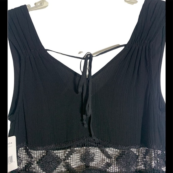 - NWT Free People Black Summer Feeling Dress Lace Cutouts Embroidered Mini - Picture 9 of 13